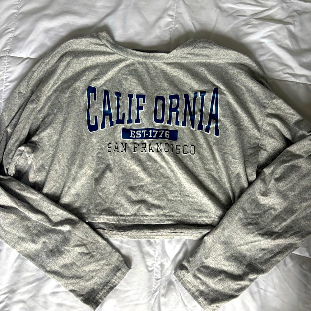 Gray California San Francisco Crop Top